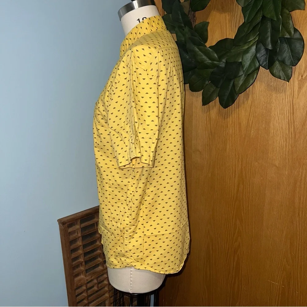 Banana‎ Republic Men's Slim Fit Short Sleeve Button Down Shirt Yellow Bee Size L
